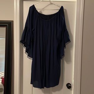 Dress with built-in slip. Navy blue